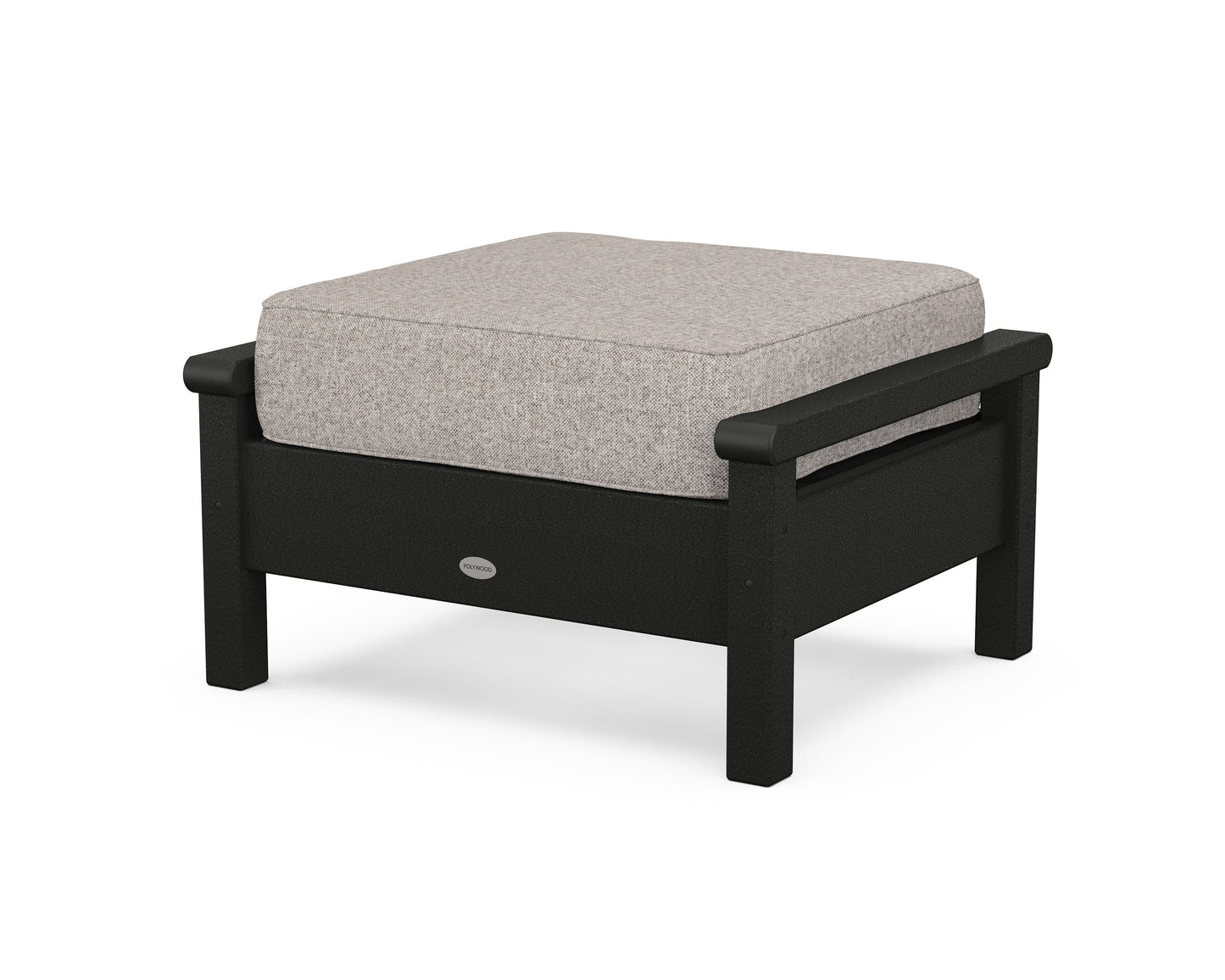 POLYWOOD® Harbour Deep Seating Ottoman in Black / Weathered Tweed