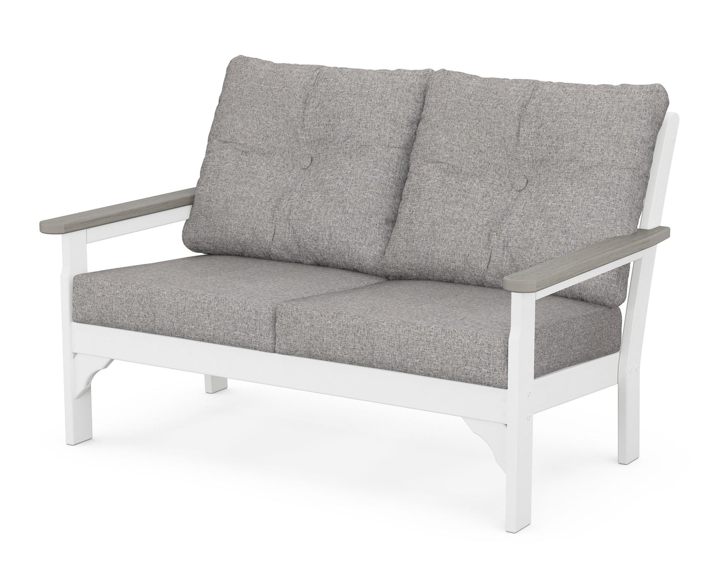 POLYWOOD® Vineyard Deep Seating Loveseat in White / Driftwood / Grey Mist