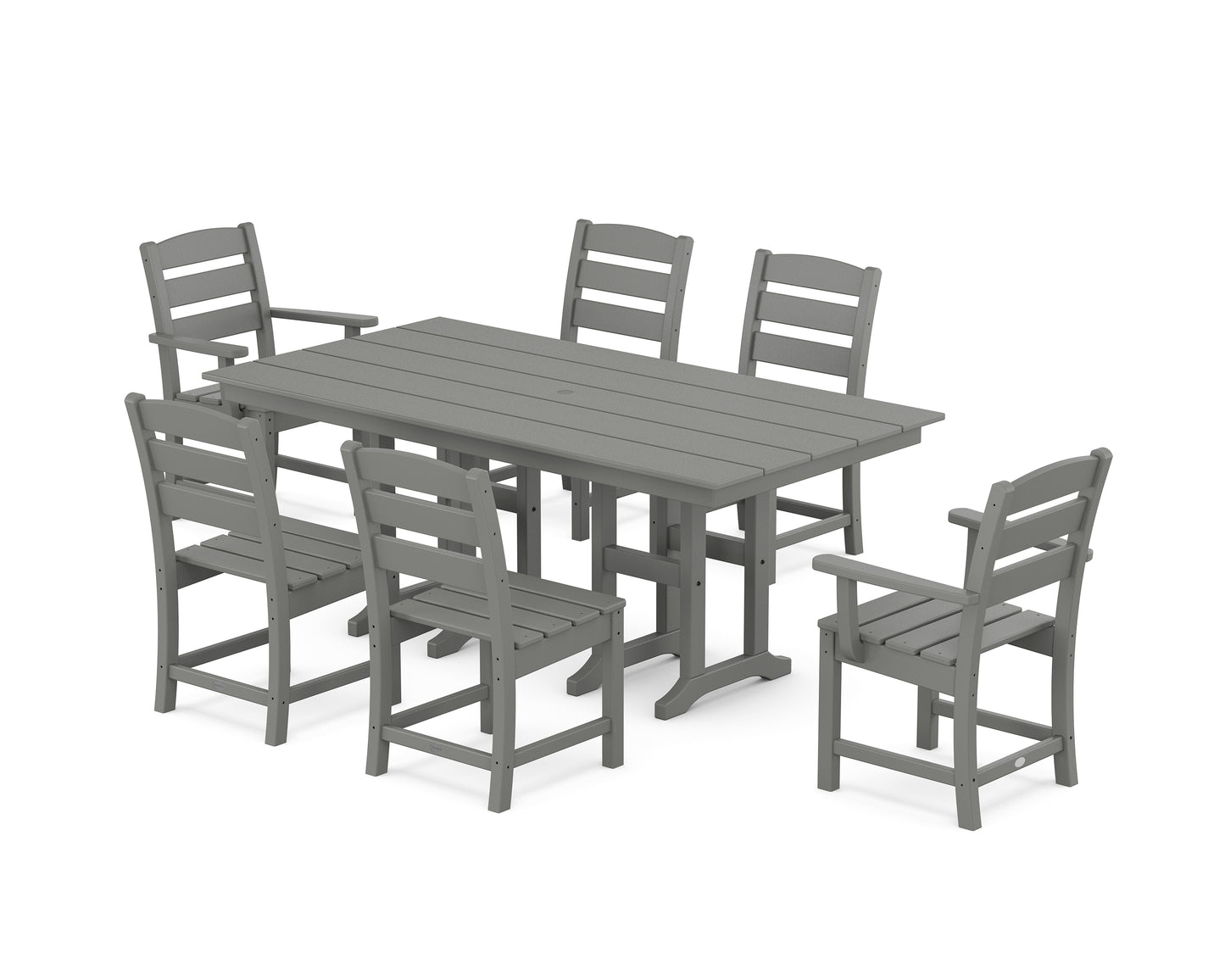 POLYWOOD® Lakeside 7-Piece Farmhouse Dining Set in Slate Grey