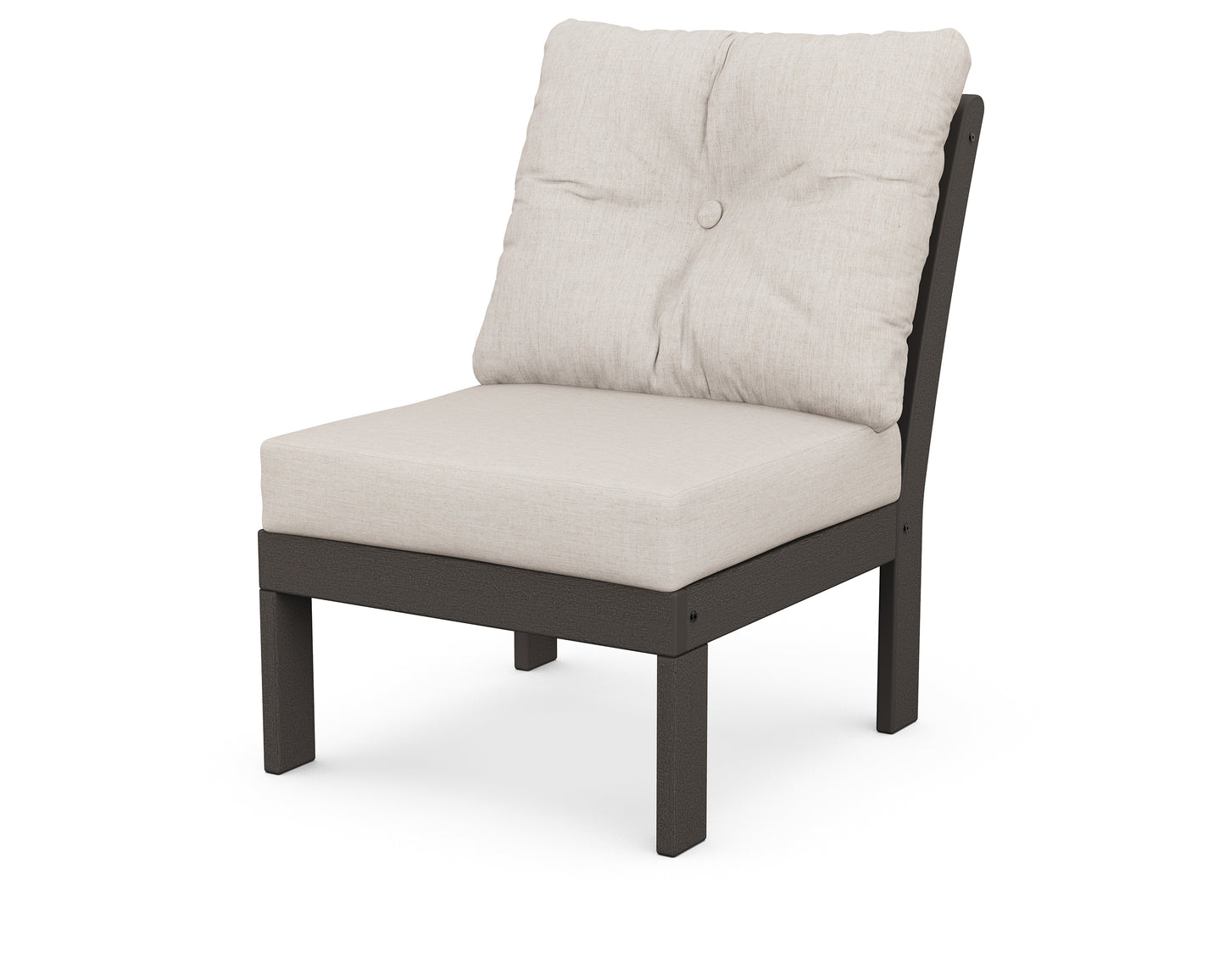 POLYWOOD® Vineyard Modular Armless Chair in Vintage Coffee / Cast Ash